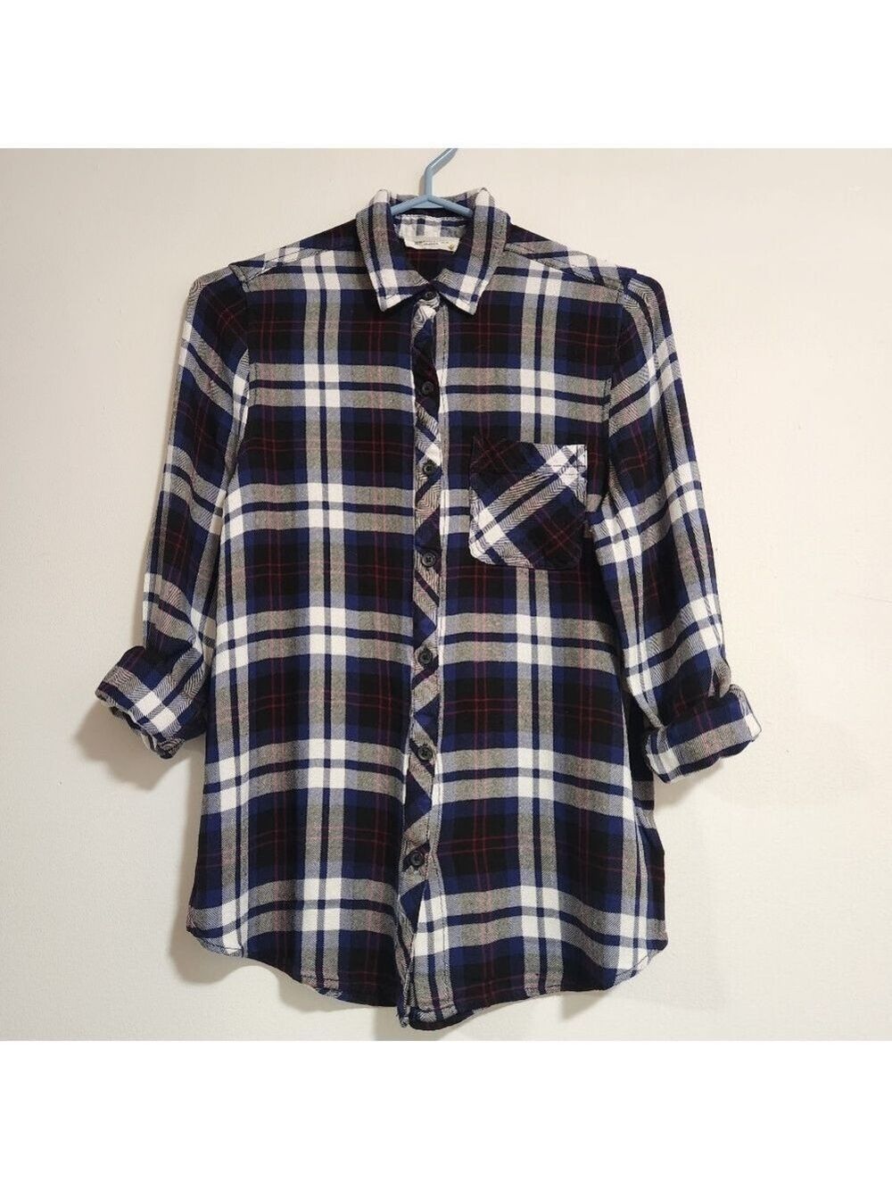 BeachLunchLounge Cottagecore Plaid Button Down Shirt Long Sleeves Stripes Small